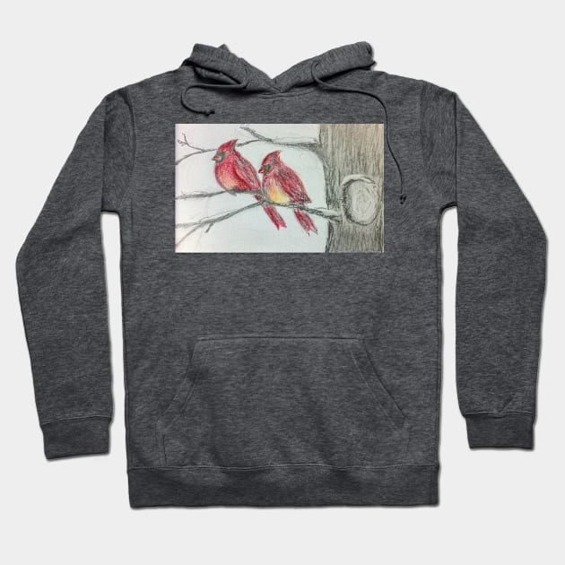 Cardinals sitting on a tree. Hoodie by JedethDT